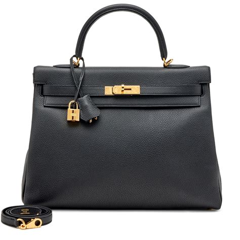 Hermès Kelly 35 Retourne Black Togo Gold Hardware